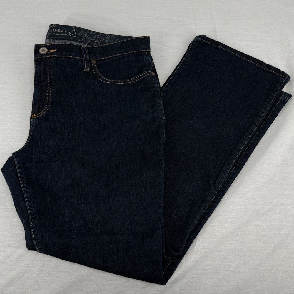 Wrangler Jeans Wm 15/16 x 32 Dark Blue Denim Riding Q-Baby No Gap Waistband